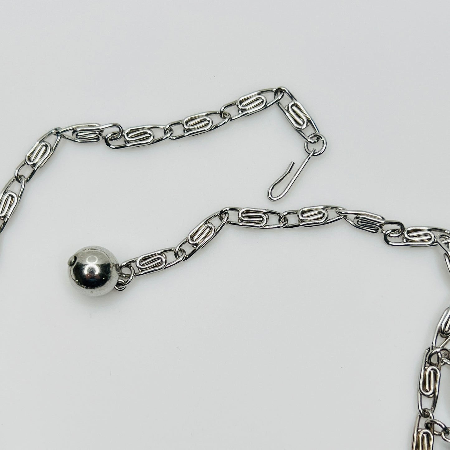 Vintage mid-century fringe necklace with paperclip chain