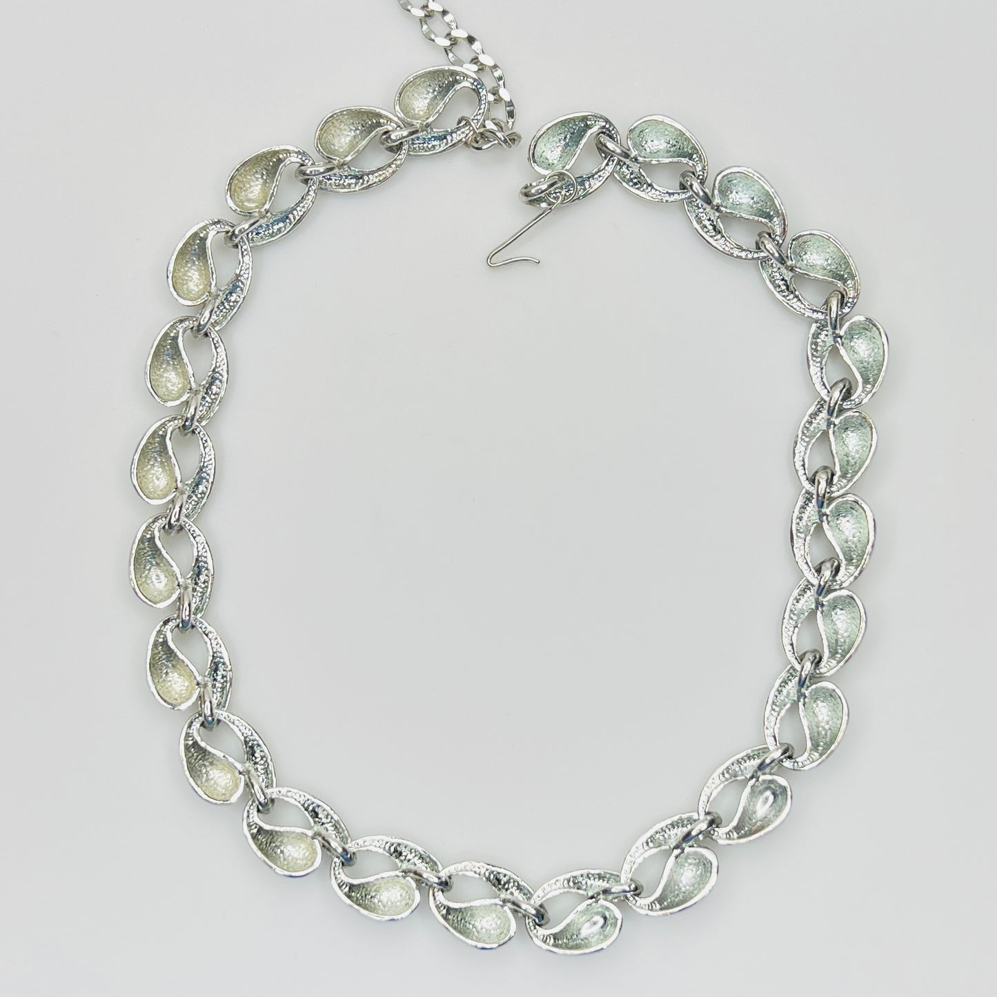 Vintage 1950s silver mid century collar necklace sculptural links