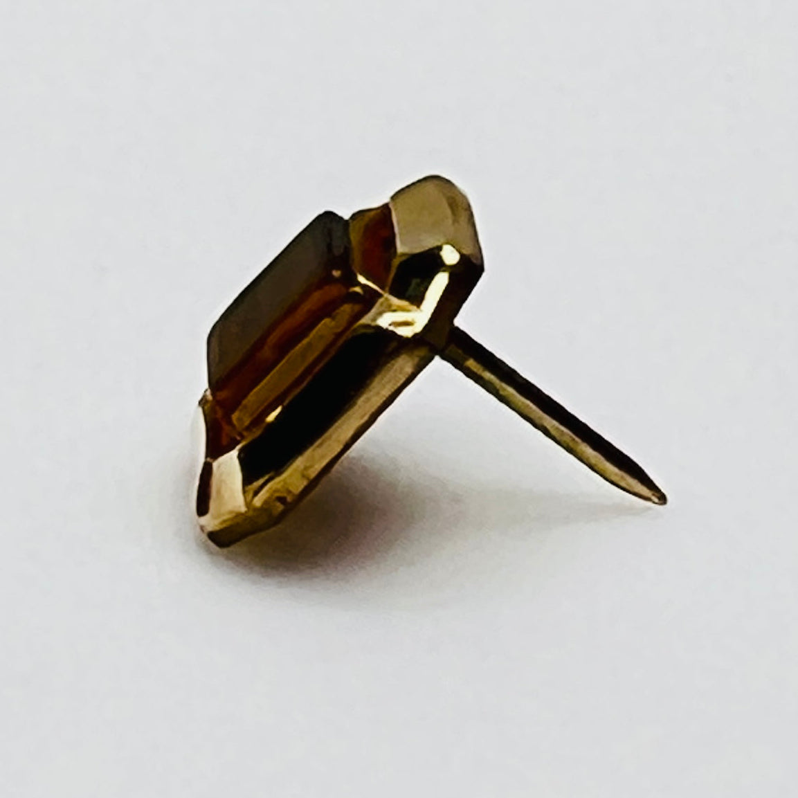Gold square tie tack with tiger eye stone, vintage Anson design