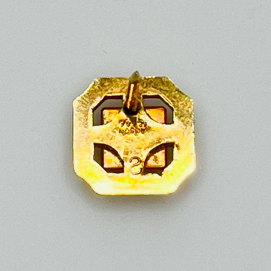 Gold square tie tack with tiger eye stone, vintage Anson design