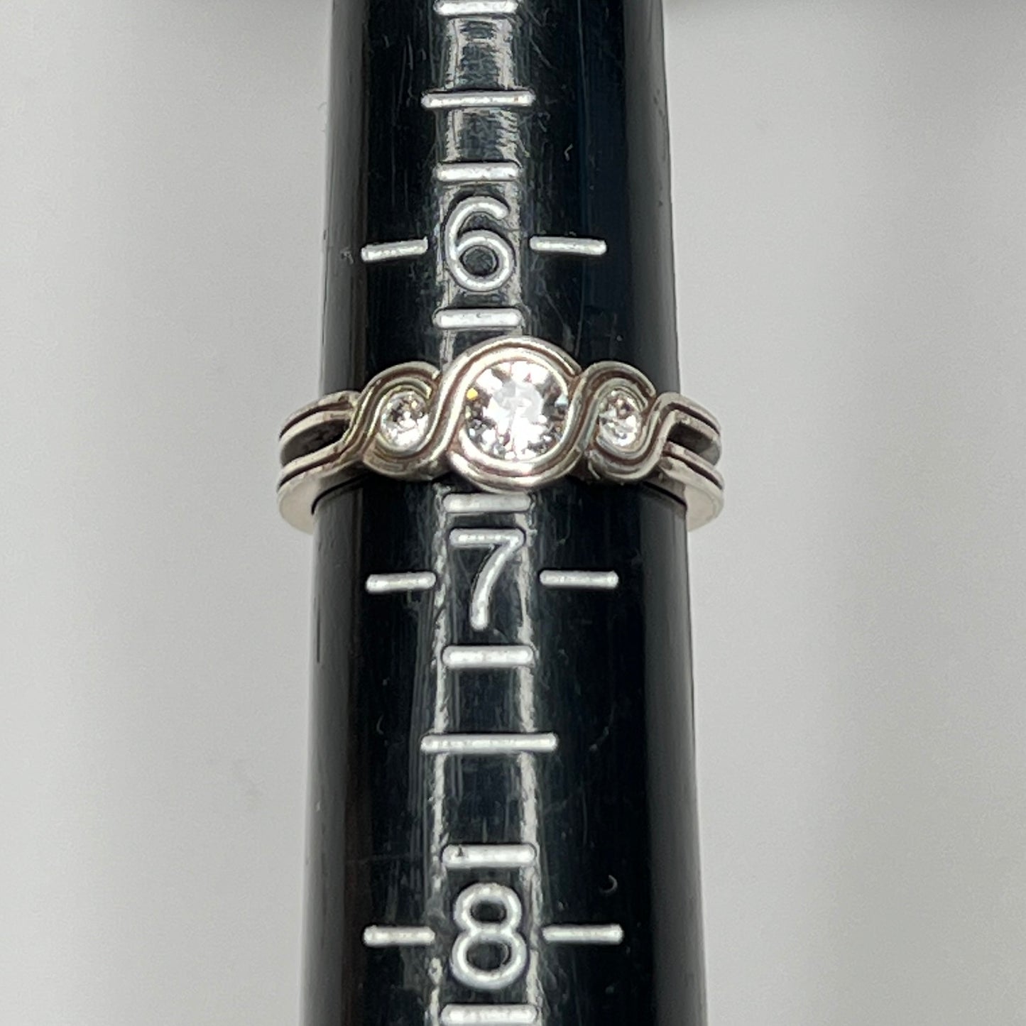 Close-up of Brighton ring on ring mandrel showing size 6.5