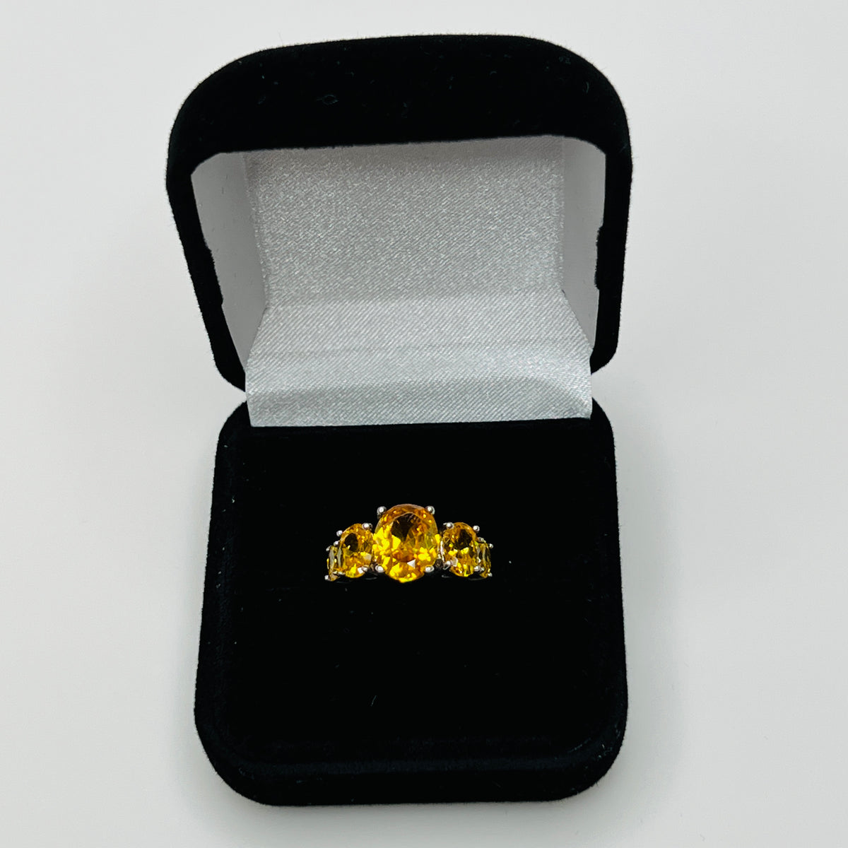 Front view highlighting the brilliant golden citrine sparkle
