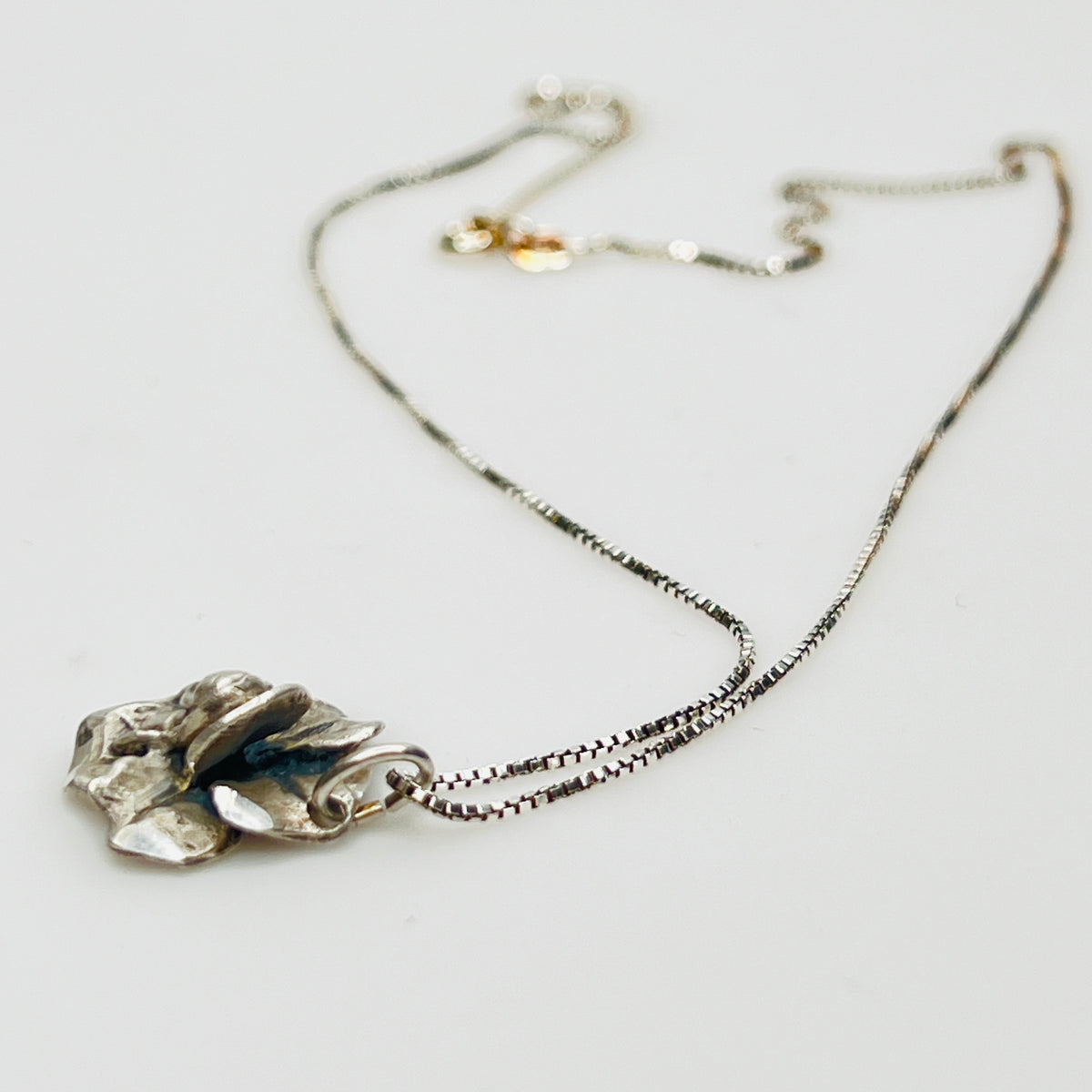 Vintage Italian sterling silver Madonna pendant necklace with box chain