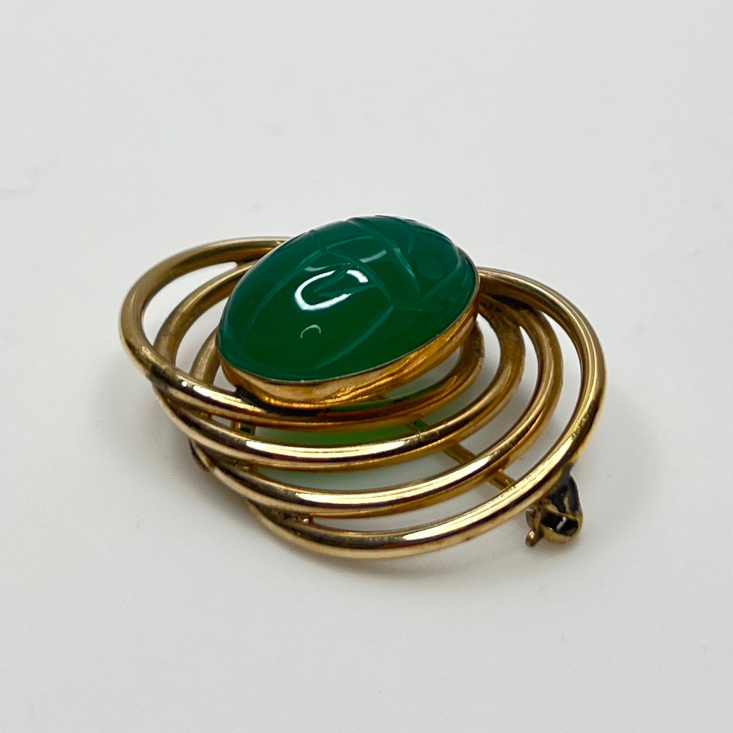 Vintage WRE signed scarab brooch in 12K gold-filled setting