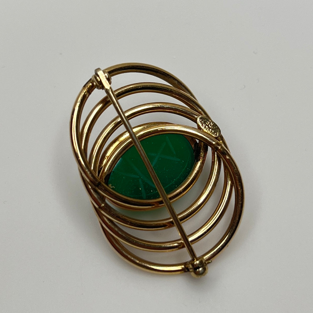 Vintage WRE signed scarab brooch in 12K gold-filled setting