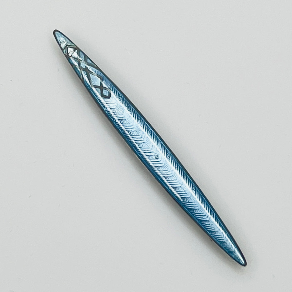 1920s sterling guilloché enamel bar brooch in light blue