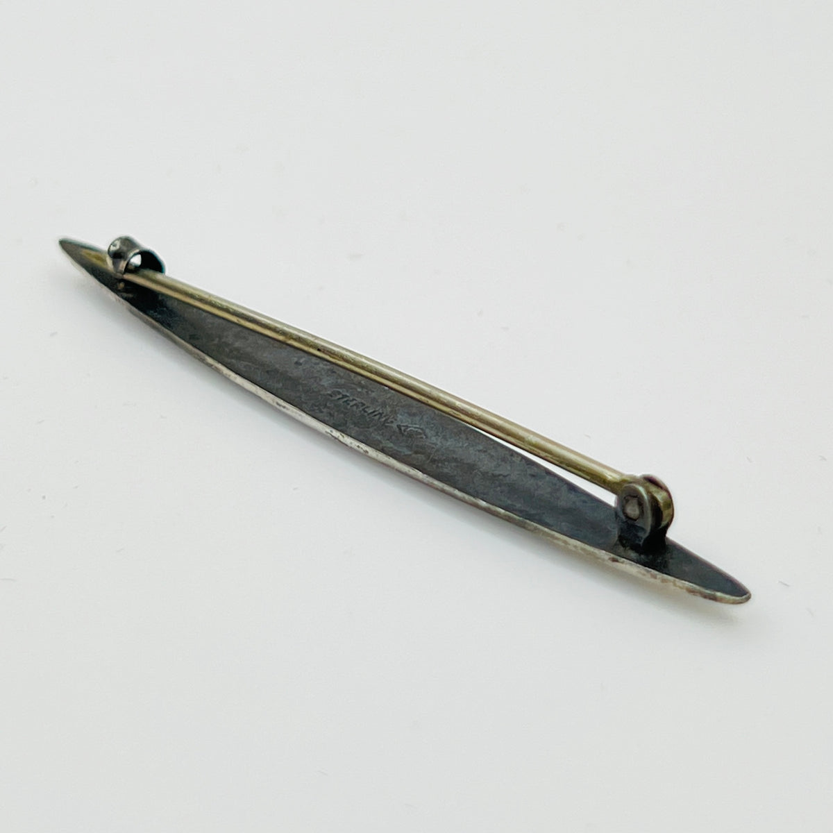 1920s sterling guilloché enamel bar brooch in light blue