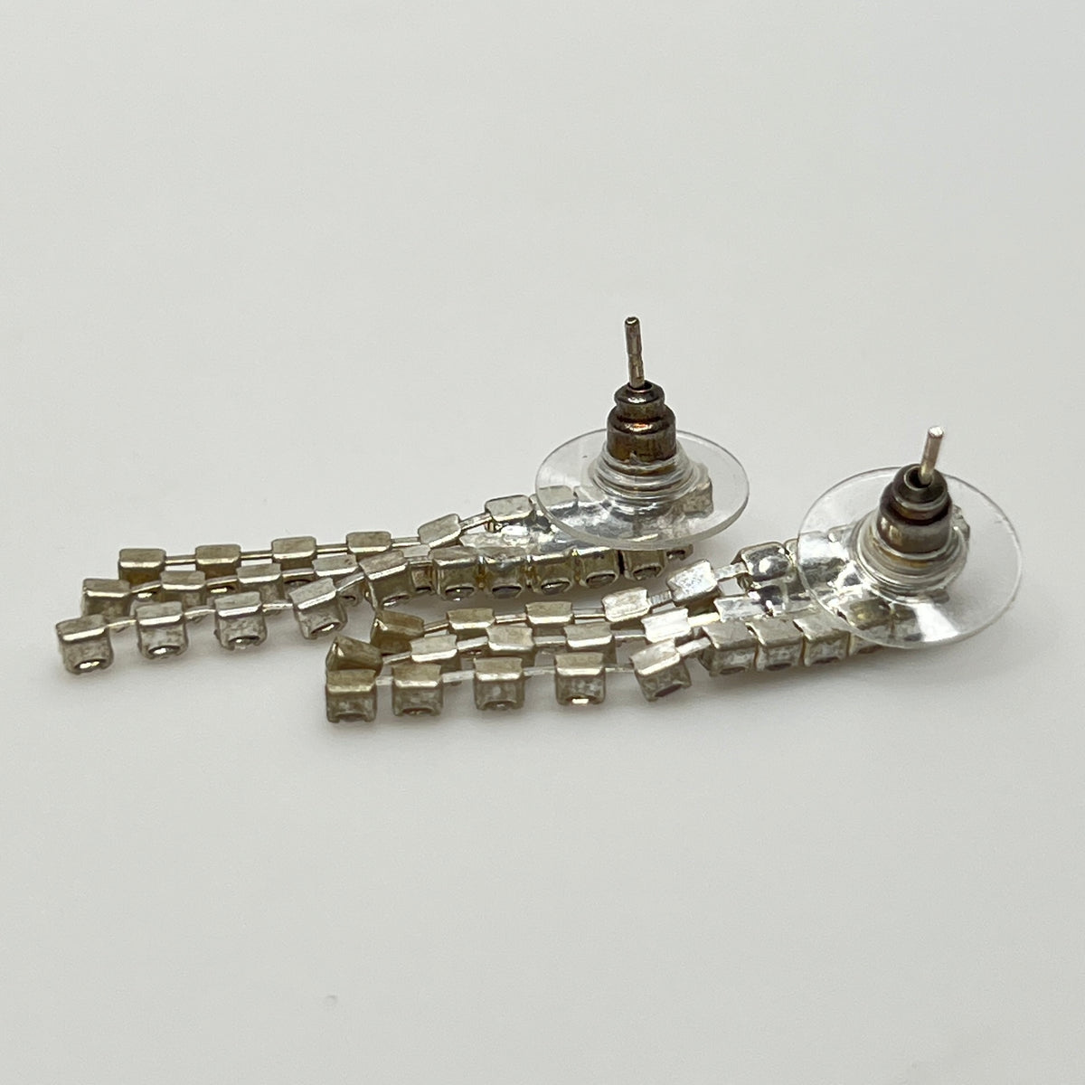 Sparkling midcentury dangle earrings with clear rhinestones
