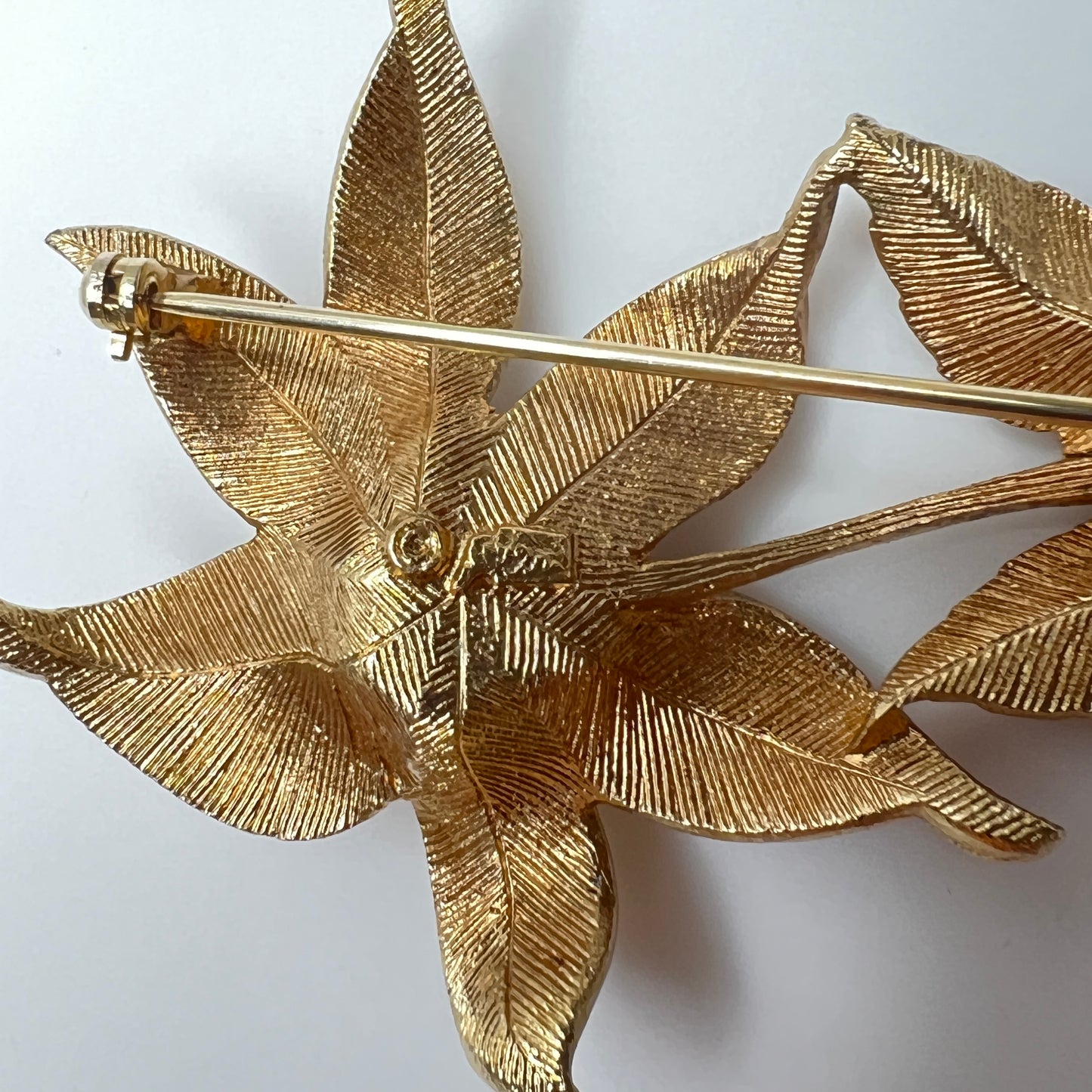 Coro floral pin with long stem and pearl cluster, 1950s vintage brooch