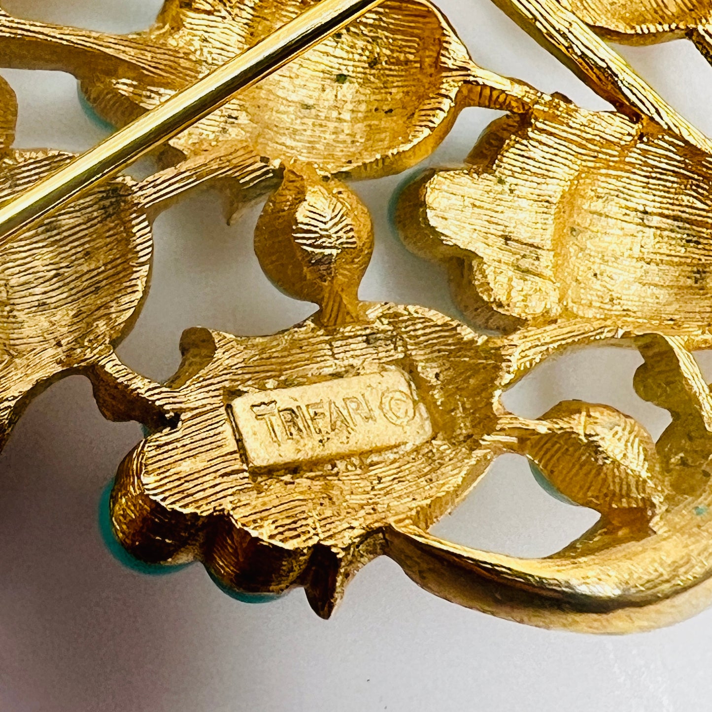 Back of signed Crown Trifari 1950s brooch