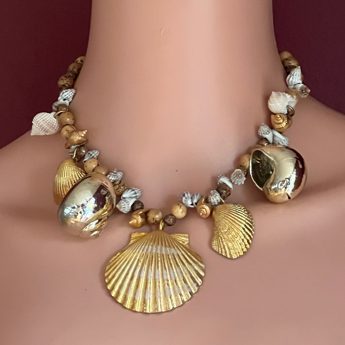 Coastal-themed vintage necklace with Karen Reed hangtag and Bergere charms