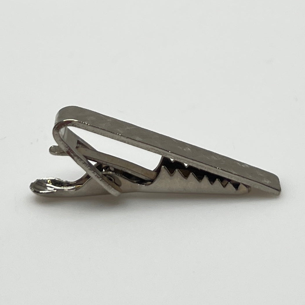 Vintage silver tie clip with crosshatch textured finish