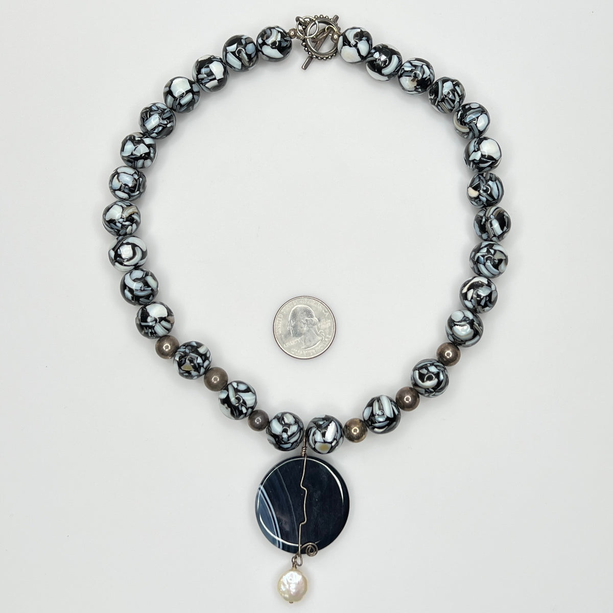 Full necklace with toggle clasp and sterling accents