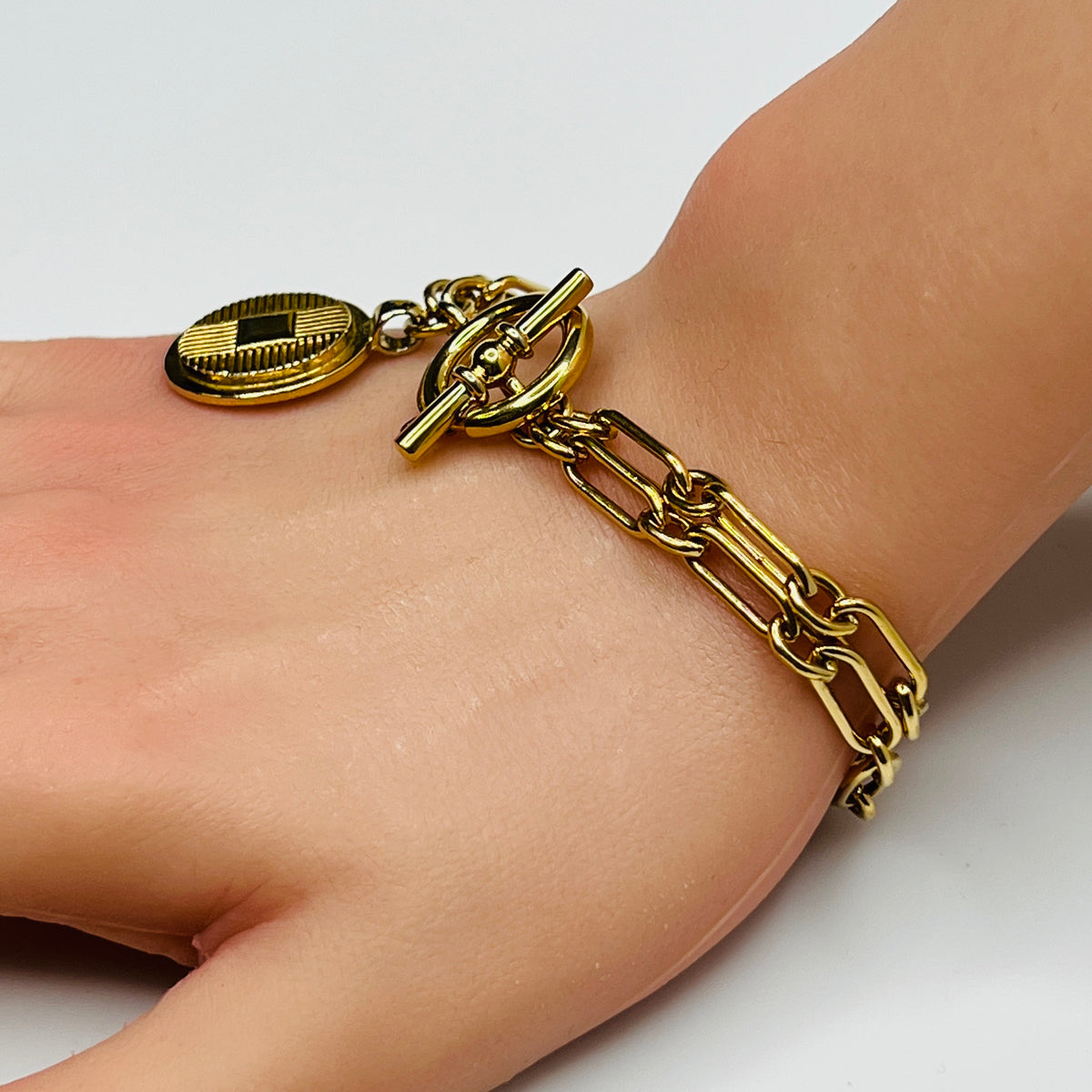 Signed Ralph Lauren Y2K-era bracelet with medallion charm detail