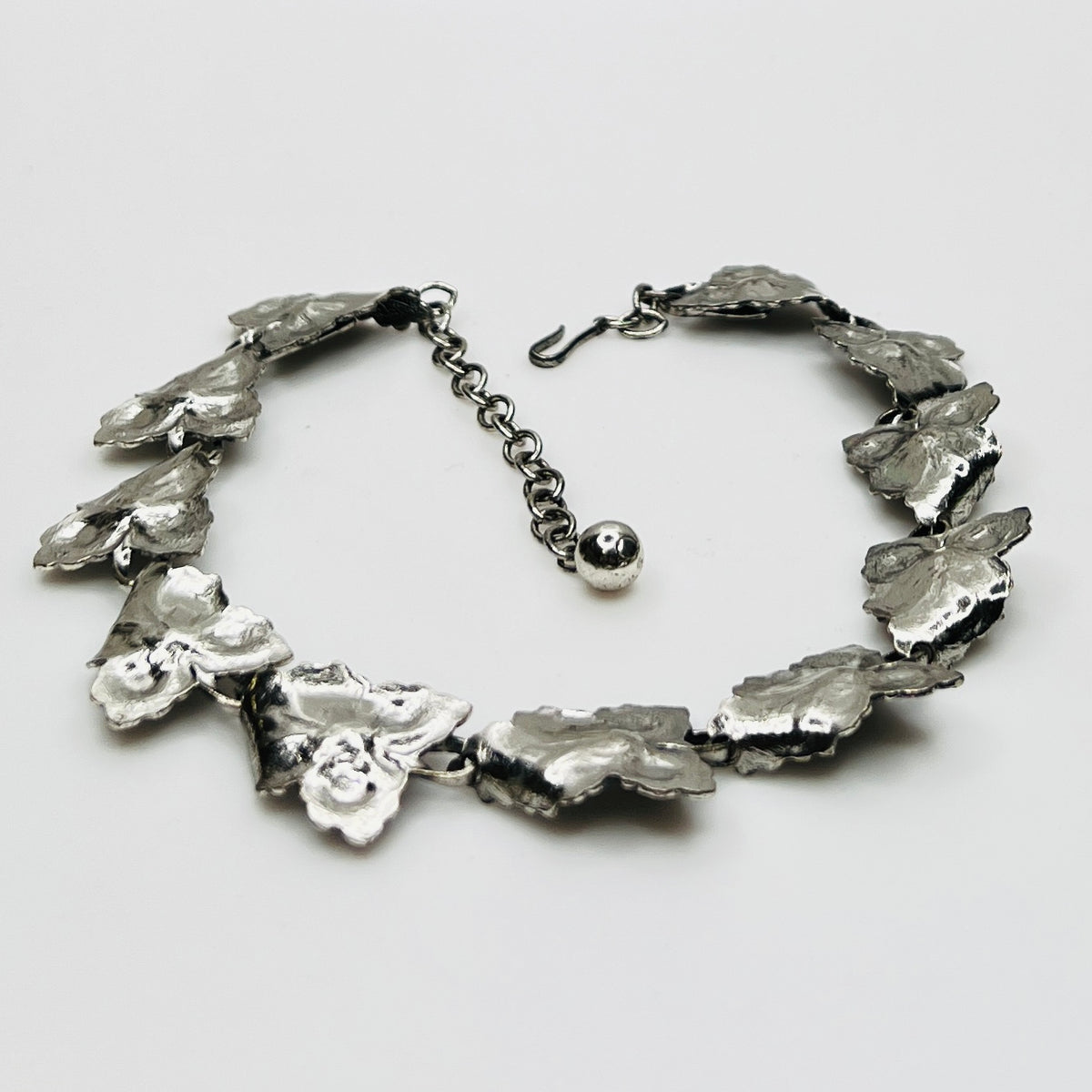 Mid century botanical sterling silver necklace