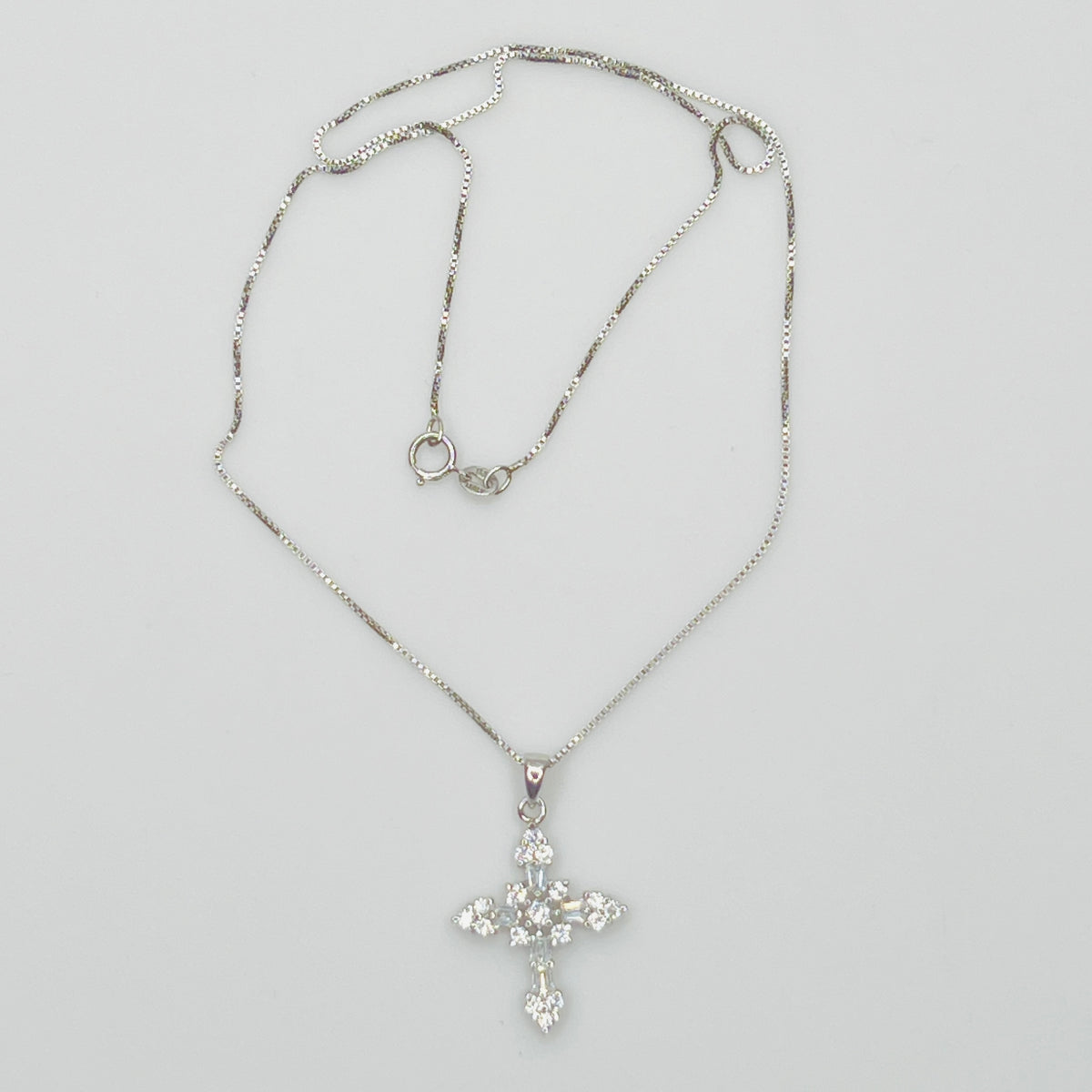 Full view of necklace showing clasp and chain
