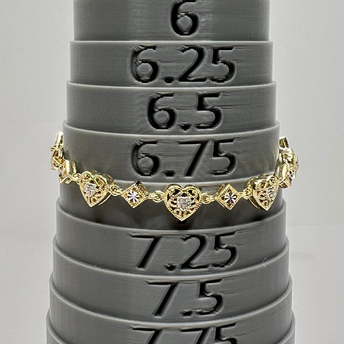 Vintage gold vermeil sterling silver bracelet and heart stud earrings with filigree detail