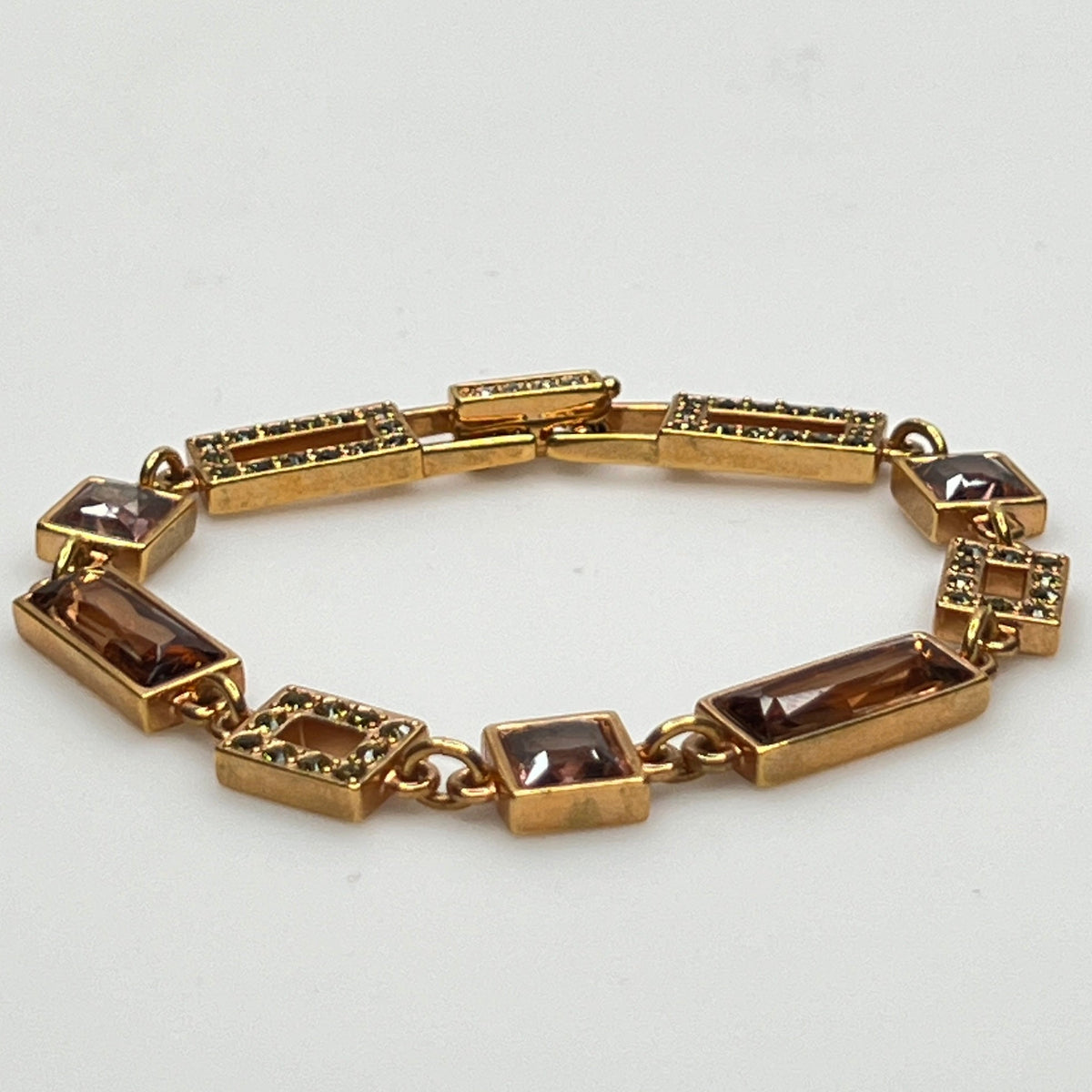 Swarovski crystal link bracelet laid flat showing geometric design