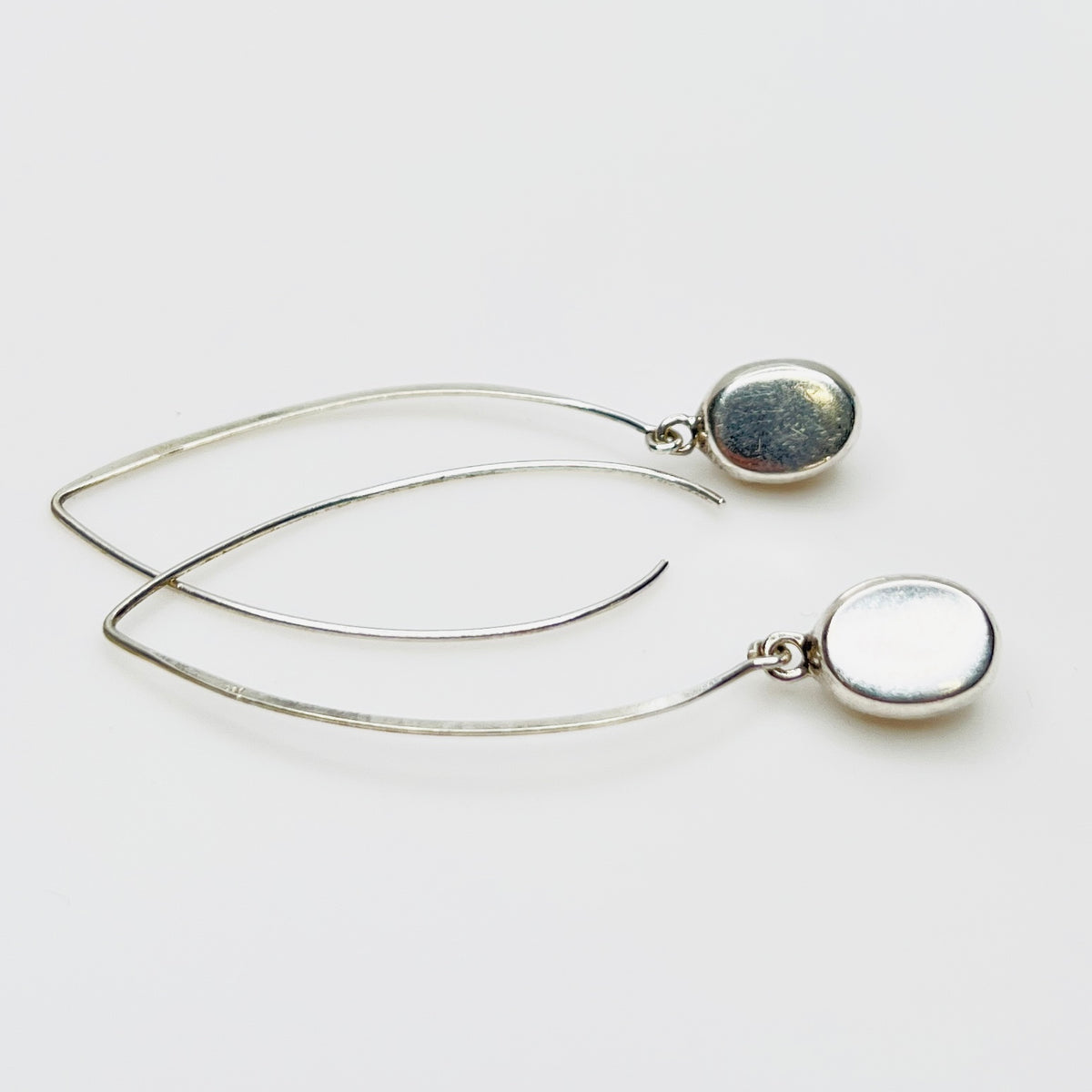Vintage minimalist silver dangle earrings with surgical steel ear wires