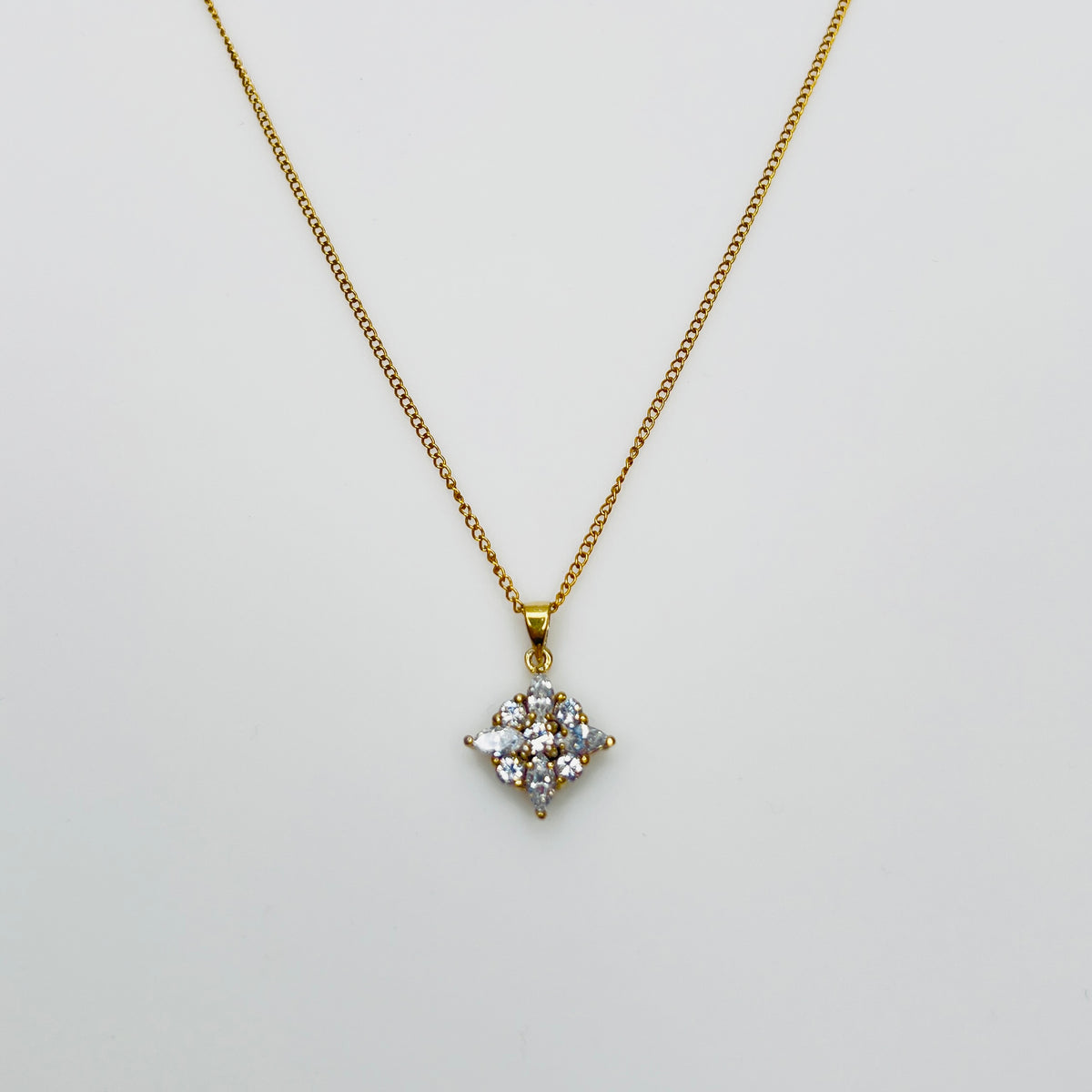 Vintage vermeil crystal star pendant necklace 1980s gold tone chain