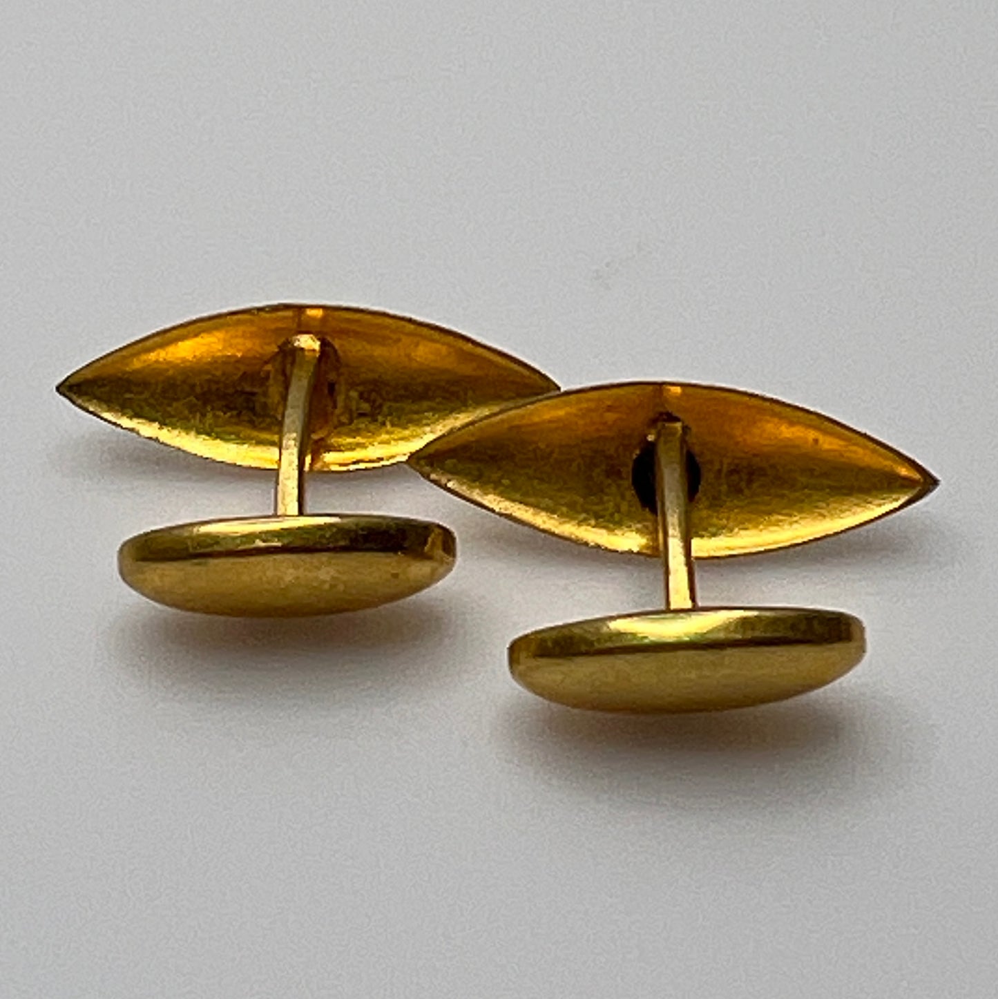 Vintage gold-tone engraved double-sided cufflinks with marquise shape