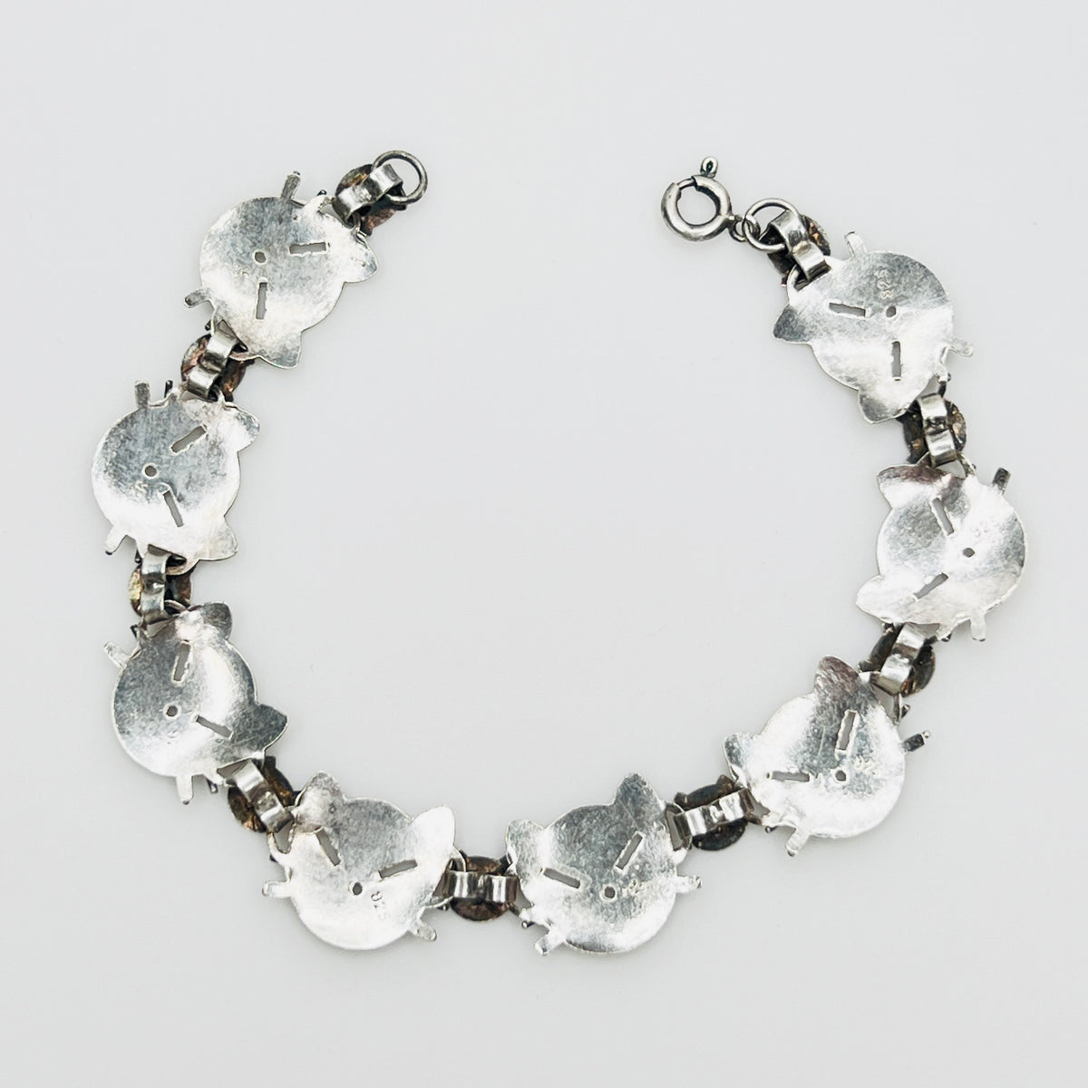 Sterling Silver Cat Link Bracelet – 1980s – Artisan Feline Design