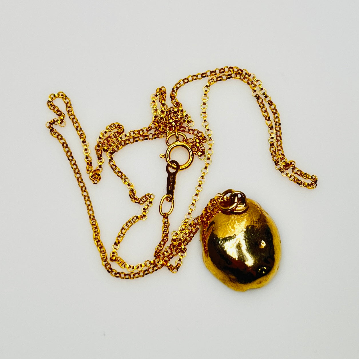 Back view of gold filled pendant and chain