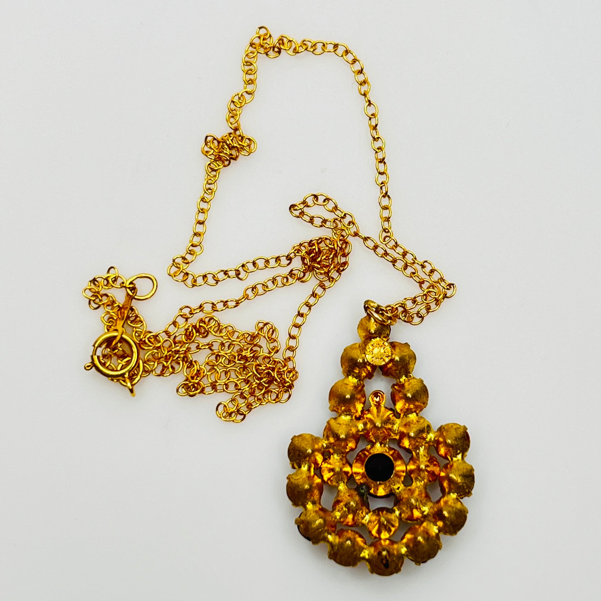 Back of pendant marked Czechoslovakia vintage jewelry