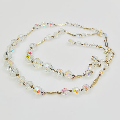 1950s West Germany aurora borealis crystal necklace double strand