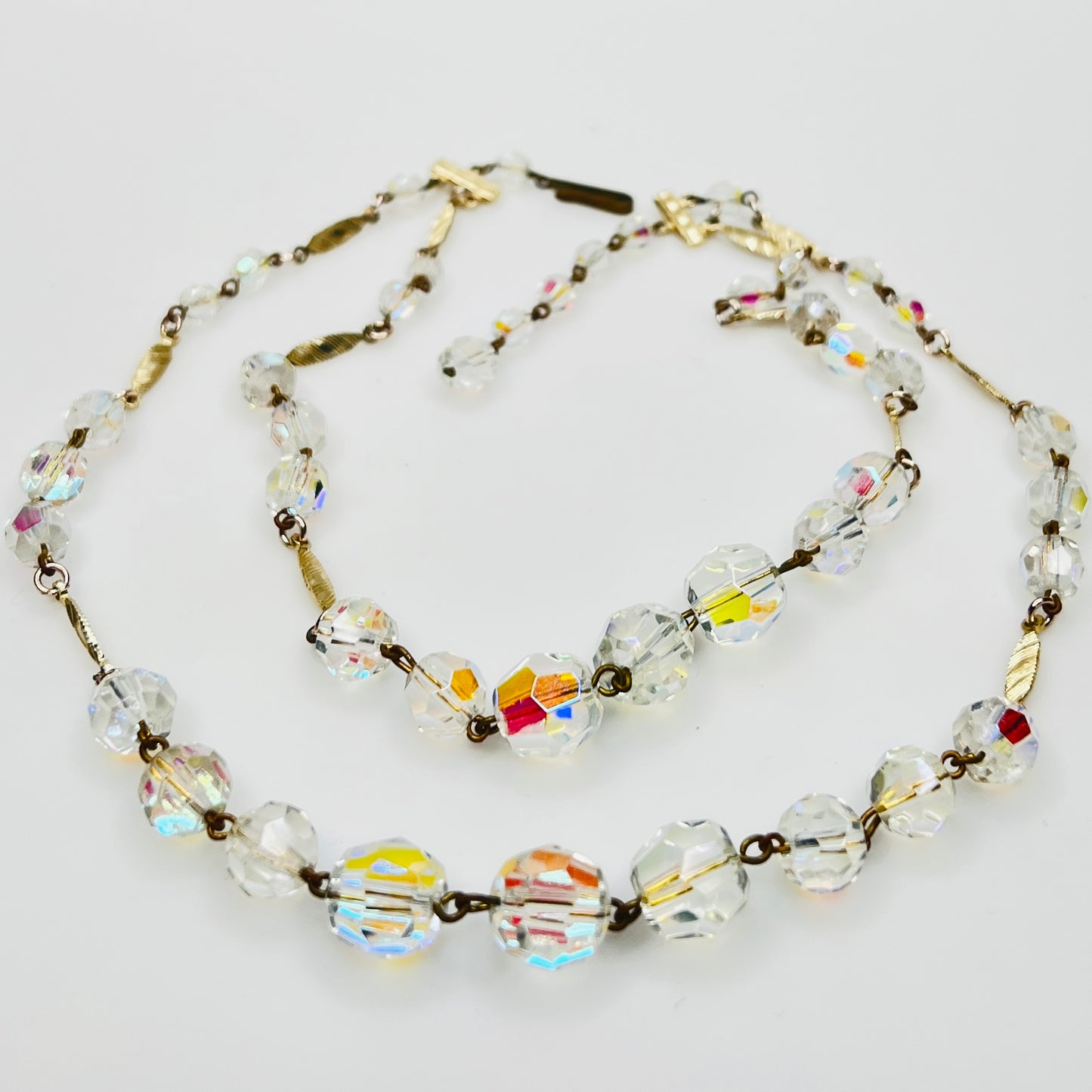 Graduated aurora borealis beads with iridescent finish