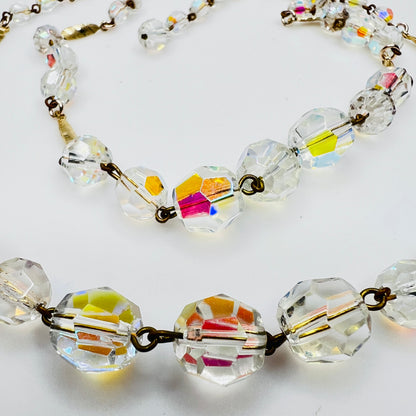 Close-up of AB crystal beads with gold spacers