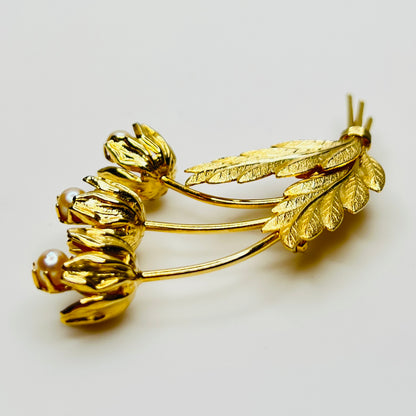 1950s pearl bouquet brooch 3.5 inches tall