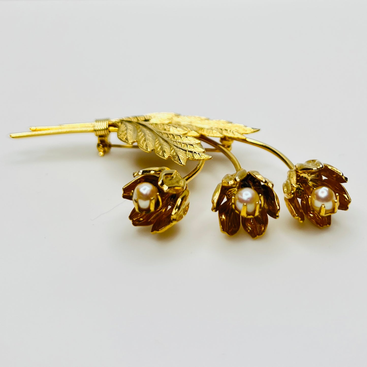 1950s pearl bouquet brooch 3.5 inches tall