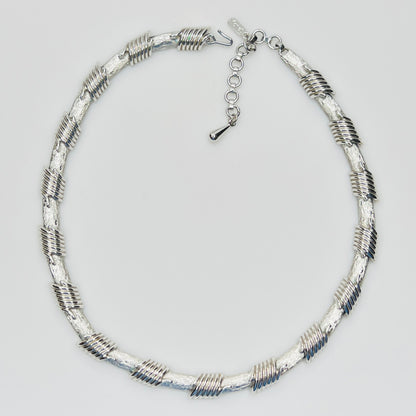 Vintage Monet silver wrapped link choker necklace with extender chain