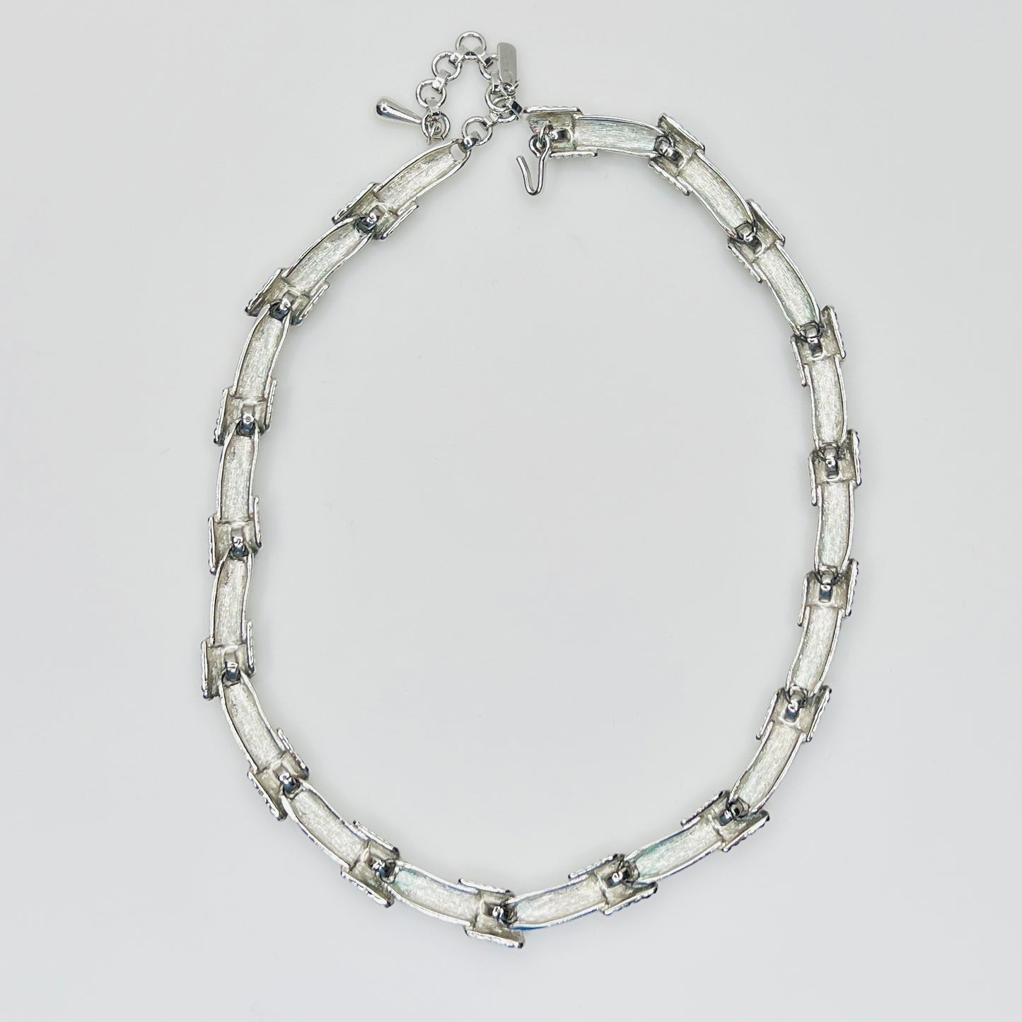 Vintage Monet silver wrapped link choker necklace with extender chain