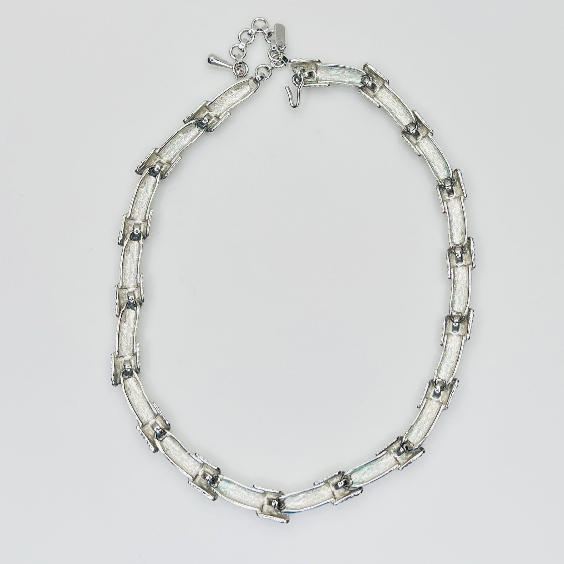 Vintage Monet silver wrapped link choker necklace with extender chain