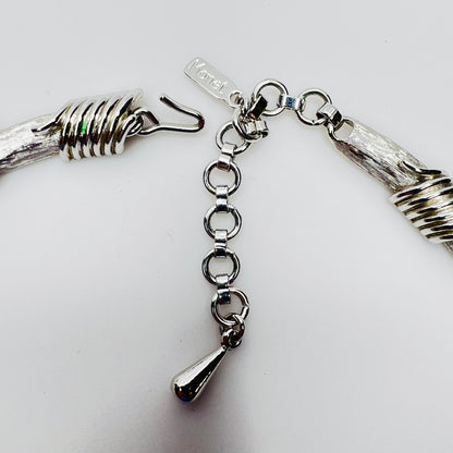 Vintage Monet silver wrapped link choker necklace with extender chain