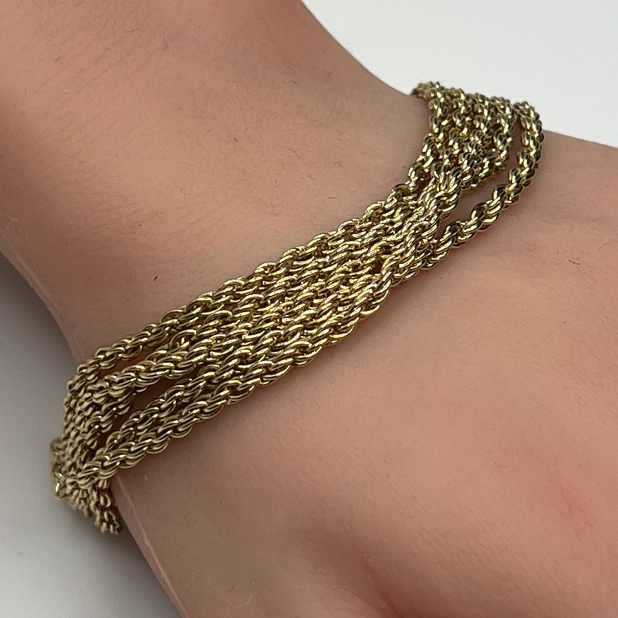 Bracelet modeled on wrist showing rope texture
