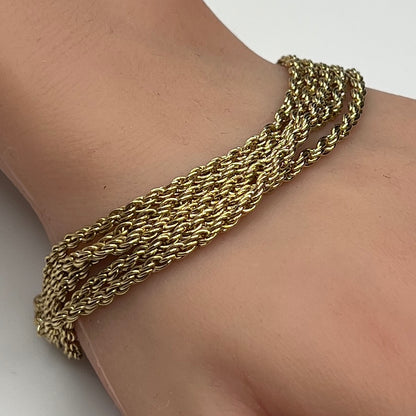 Bracelet modeled on wrist showing rope texture