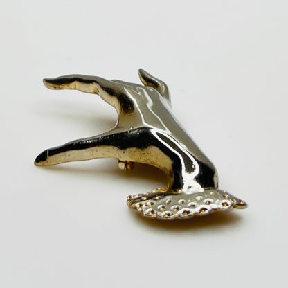 1950s silver tone sculptural hand brooch