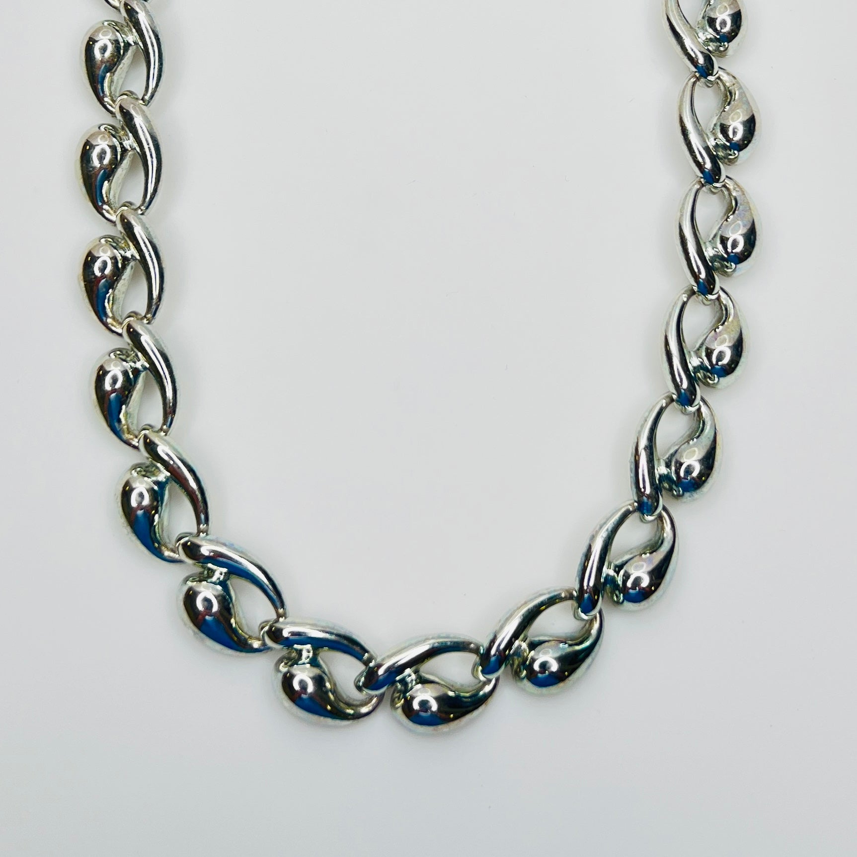 Vintage 1950s silver mid century collar necklace sculptural links