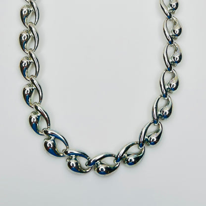 Vintage 1950s silver mid century collar necklace sculptural links