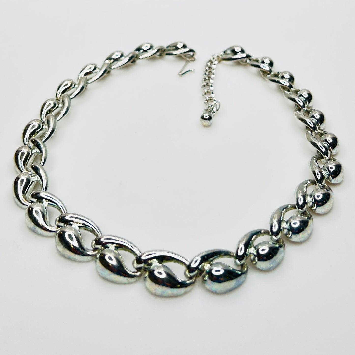 Vintage 1950s silver mid century collar necklace sculptural links