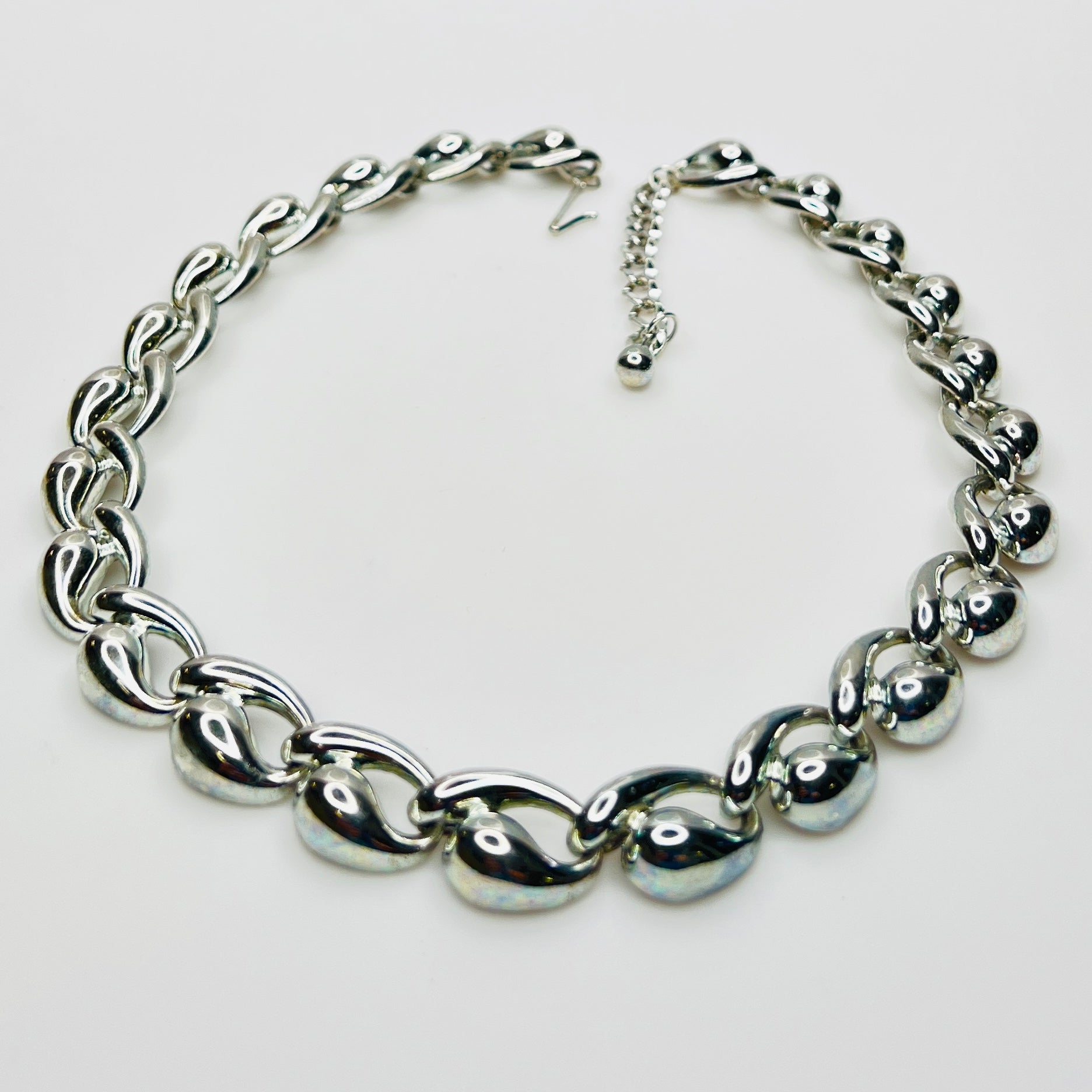 Vintage 1950s silver mid century collar necklace sculptural links