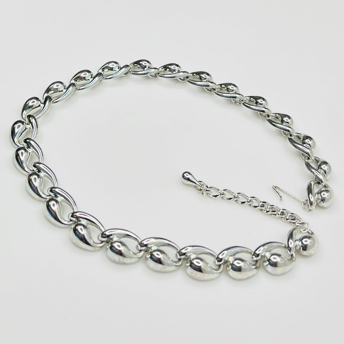 Vintage 1950s silver mid century collar necklace sculptural links