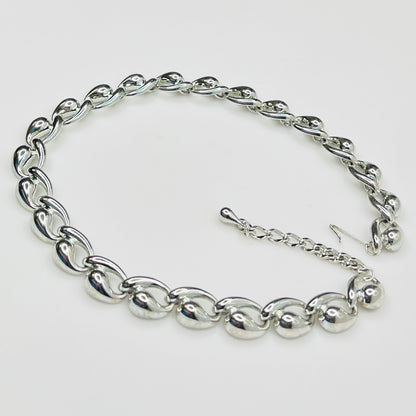 Vintage 1950s silver mid century collar necklace sculptural links