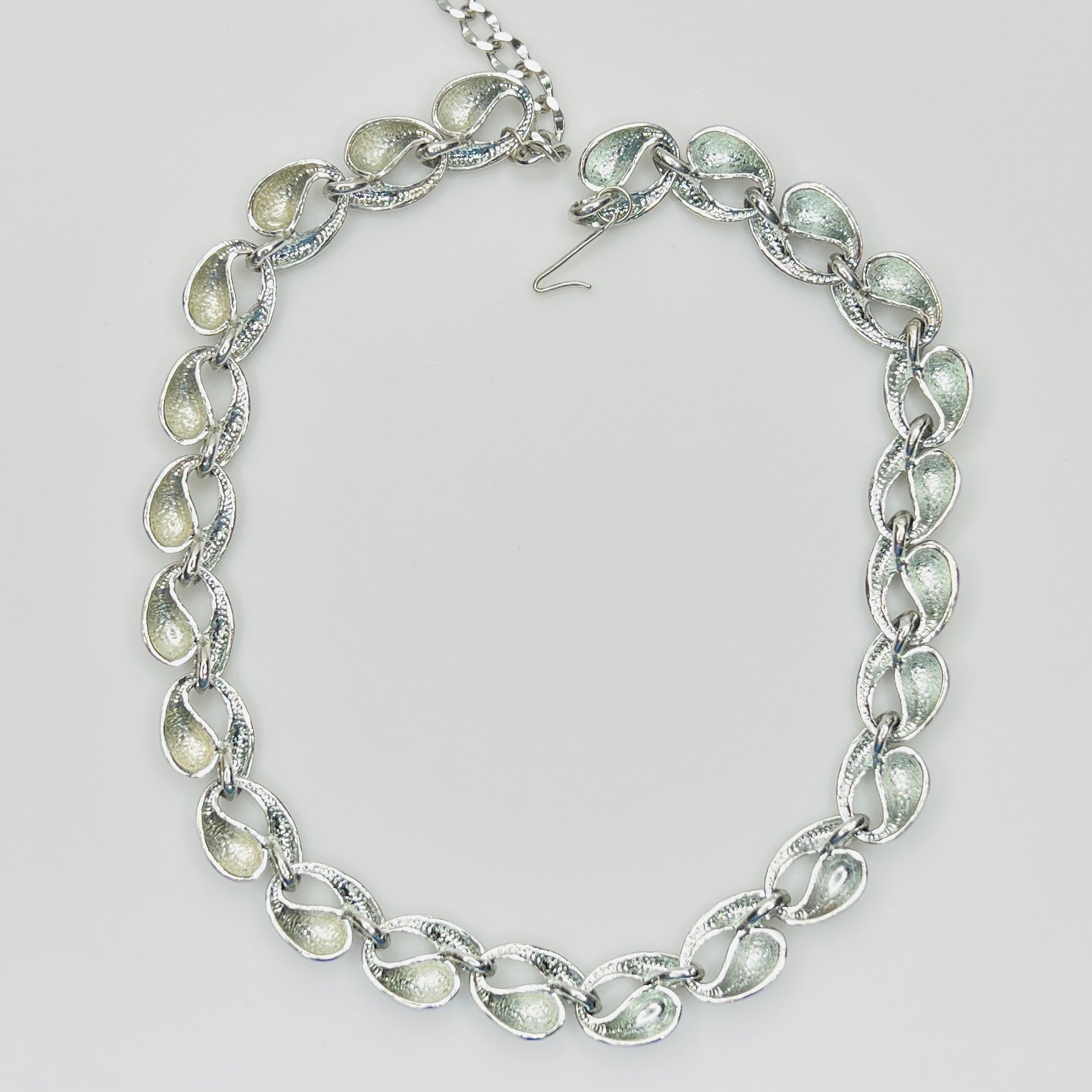 Vintage 1950s silver mid century collar necklace sculptural links