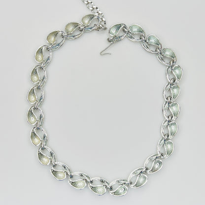 Vintage 1950s silver mid century collar necklace sculptural links