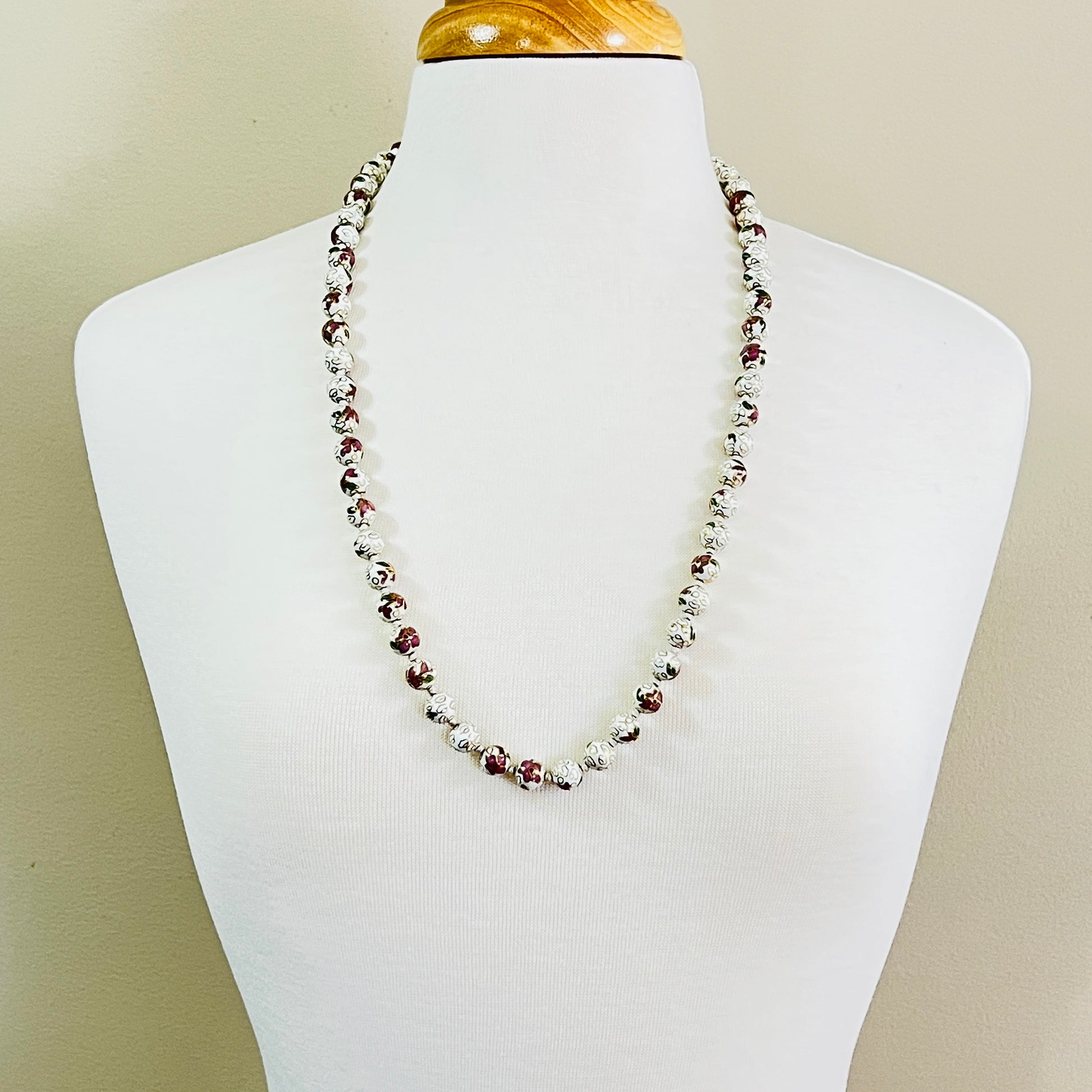 Full necklace on mannequin bust, 30-inch length