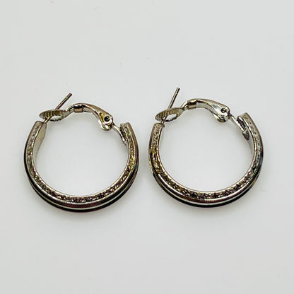 3/4 inch silver-tone hoops with etched detailing